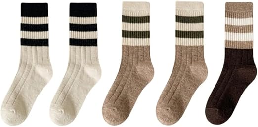 5 Pairs Classic Cotton Womens Crew Socks - FancyTwig