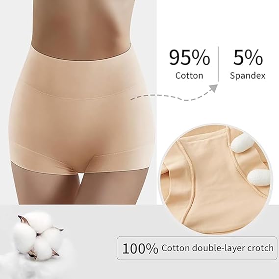Ultimate Comfort Cotton Underwear for Women, High Waisted 4 Pack Nude