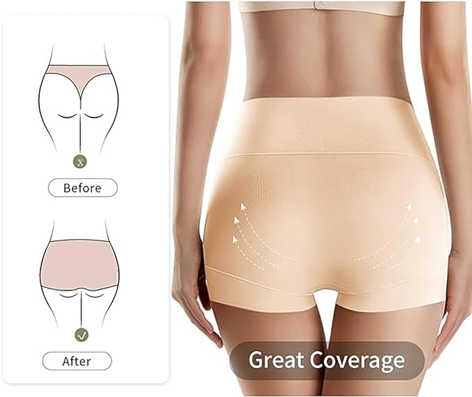 Ultimate Comfort Cotton Underwear for Women, High Waisted 4 Pack Nude