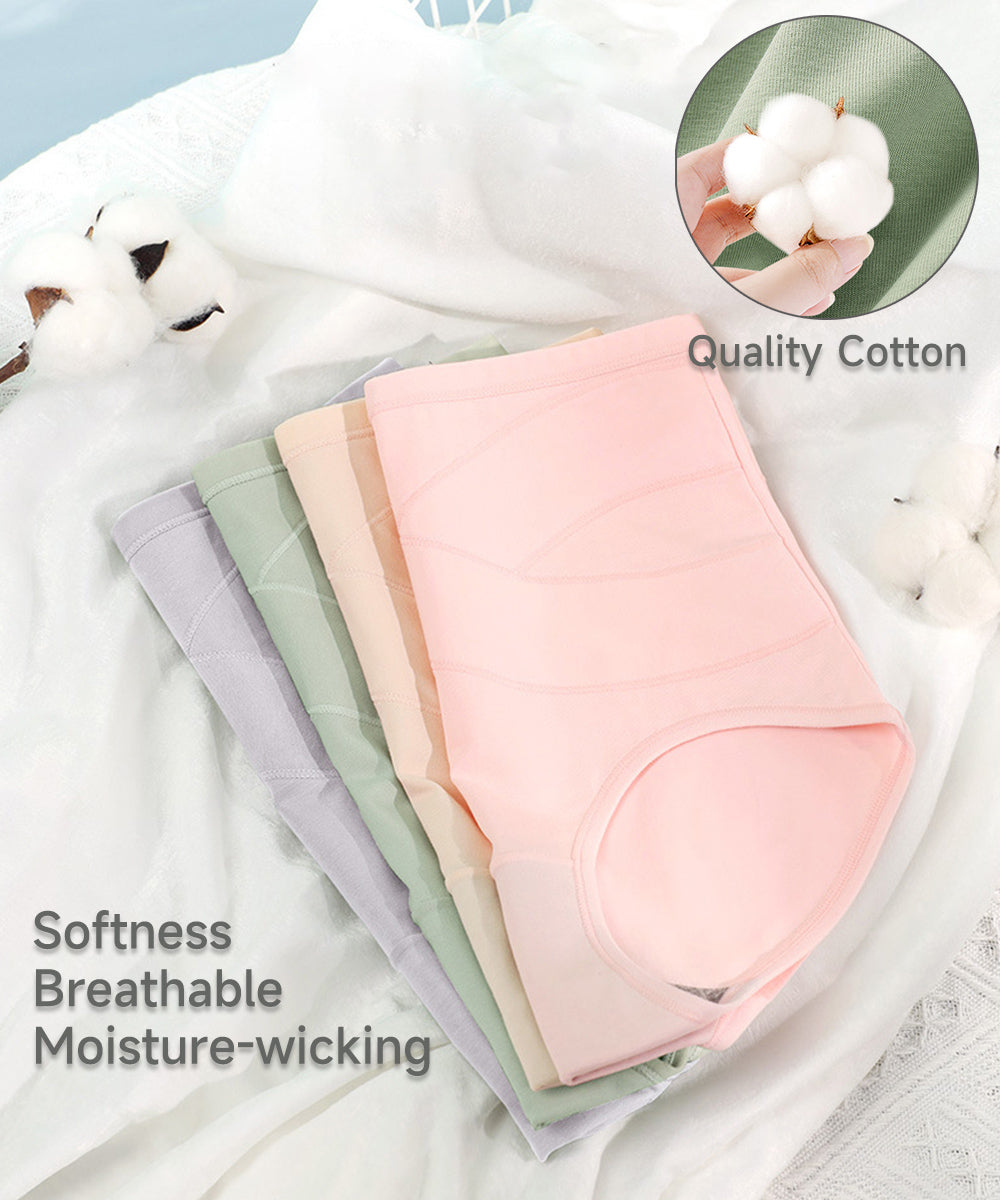 High Waisted Comfort Cotton Underwear for Women 4 Pack