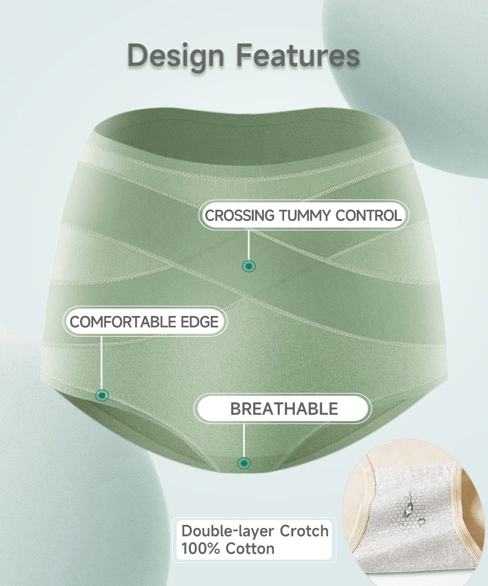 High Waisted Comfort Cotton Underwear for Women 4 Pack