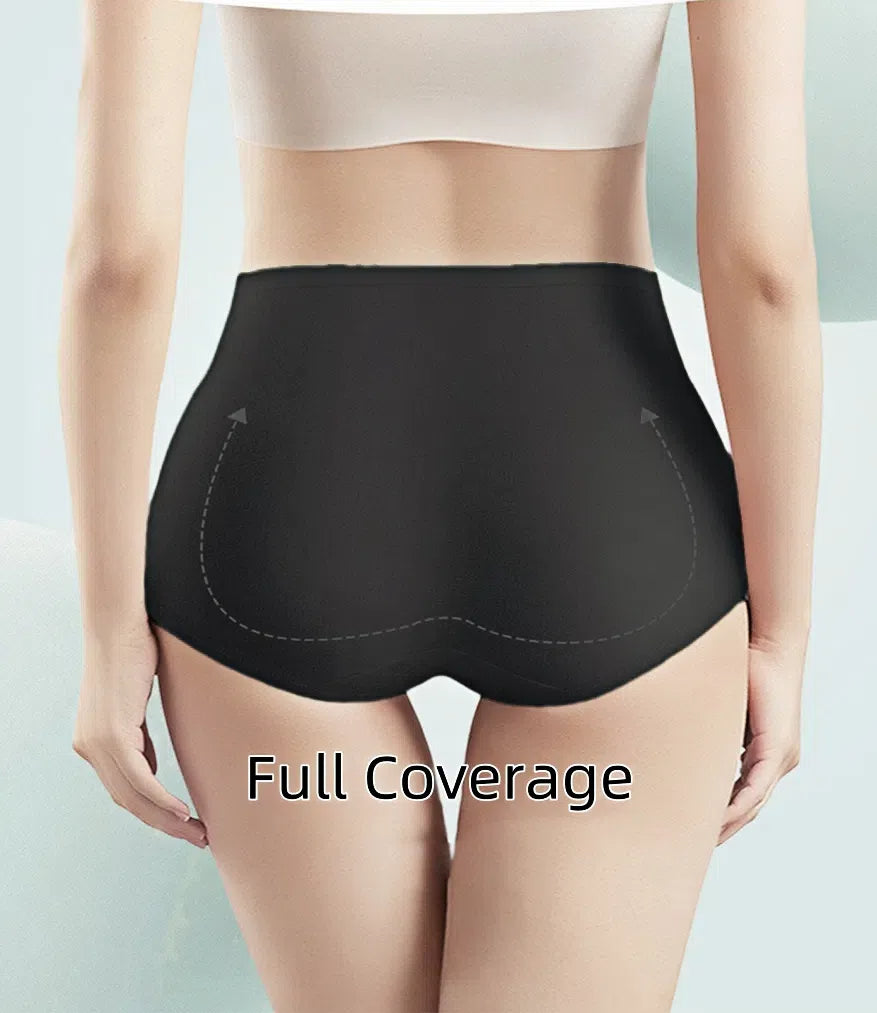 Women's High Waisted Thin Cotton Underwear 4 Pack (Black)