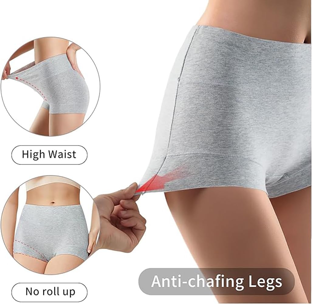 Ultimate Comfort cotton underwear for women, high waisted, Full Coverage, panties for women 4 Pack Grey