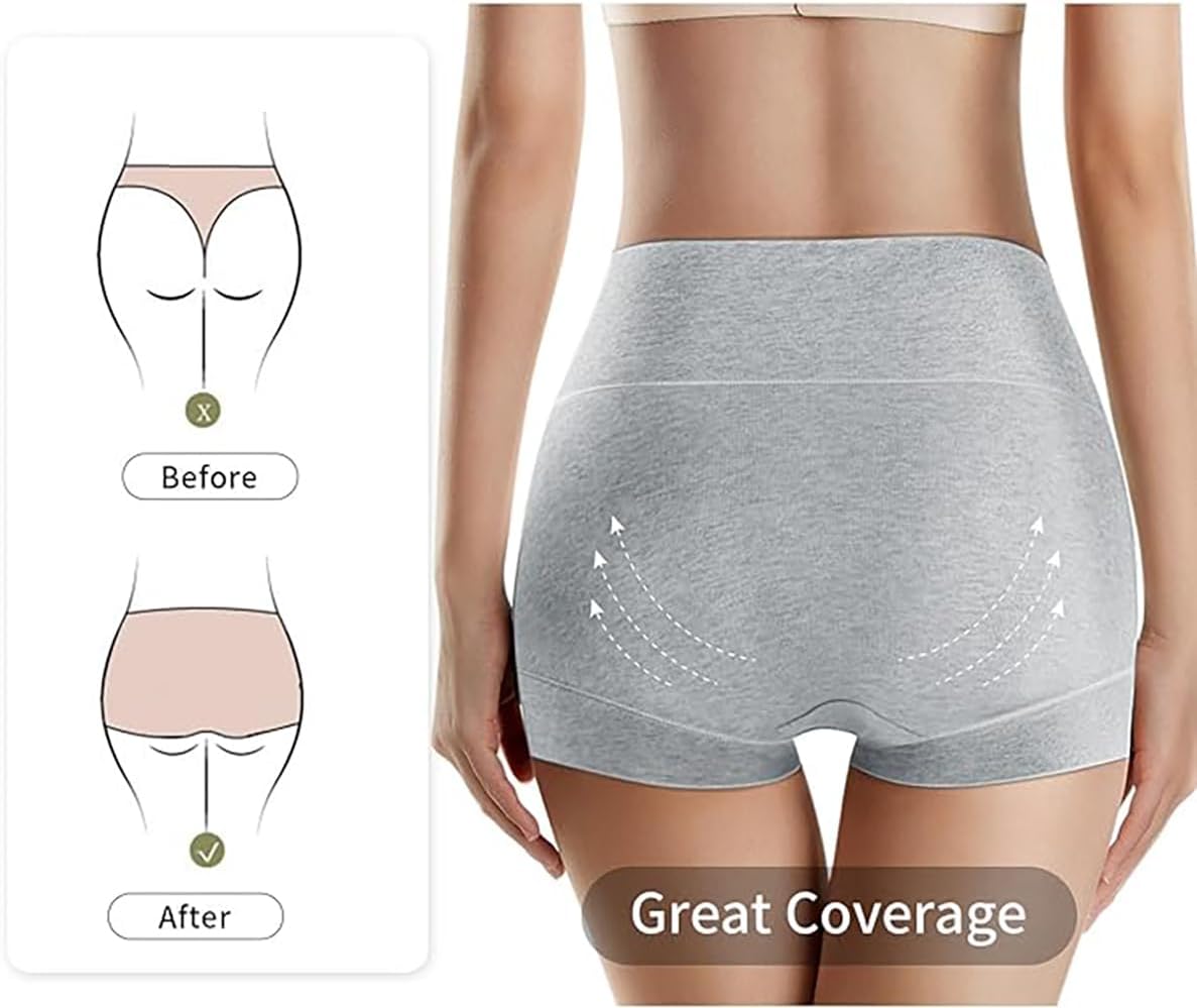 Ultimate Comfort cotton underwear for women, high waisted, Full Coverage, panties for women 4 Pack Grey