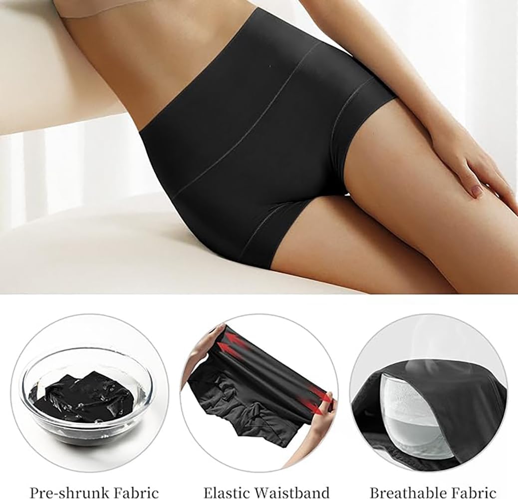 Ultimate Comfort cotton underwear for women,high waisted, Full Coverage, panties for women 4 Pack Black