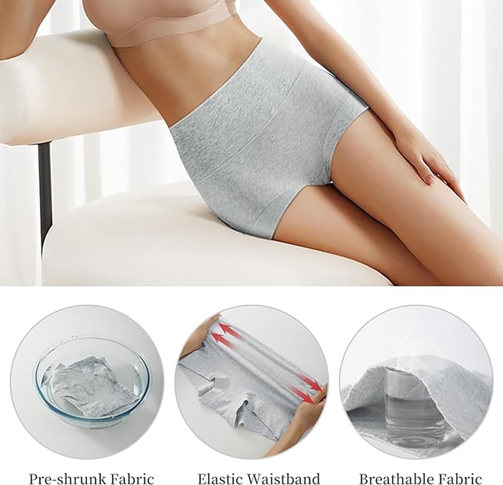Ultimate Comfort cotton underwear for women, high waisted, Full Coverage, panties for women 4 Pack Grey