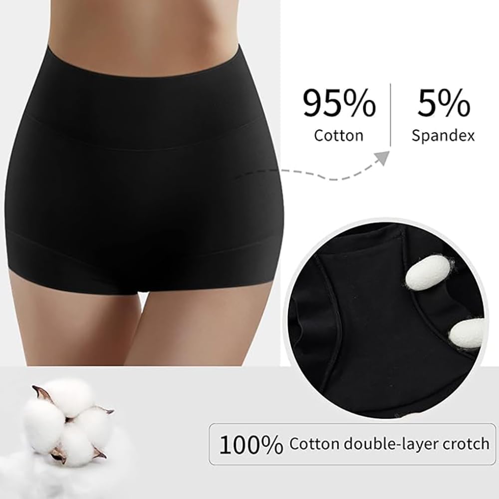 Ultimate Comfort cotton underwear for women,high waisted, Full Coverage, panties for women 4 Pack Black