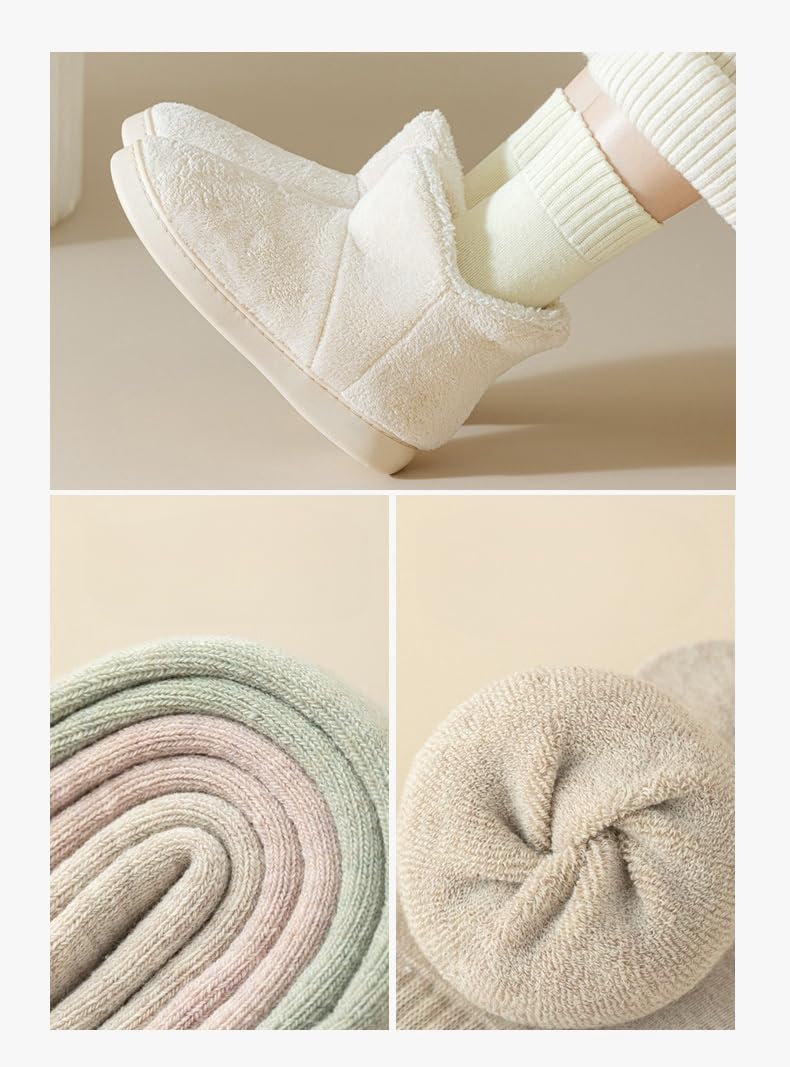 Women Warm Thick Cozy Crew Socks For Winter - Knit Warm Socks 5 Pairs