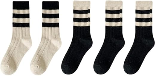 5 Pairs Classic Cotton Womens Crew Socks - FancyTwig