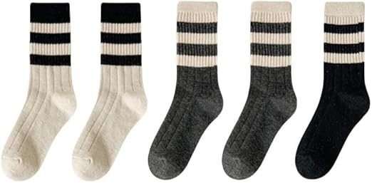 5 Pairs Classic Cotton Womens Crew Socks - FancyTwig