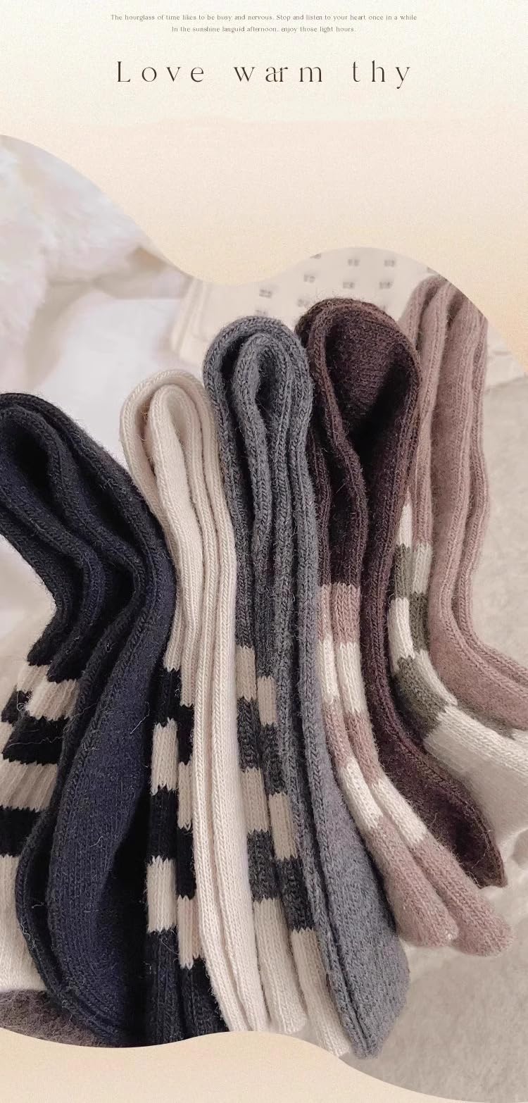 5 Pairs Classic Cotton Womens Crew Socks - FancyTwig