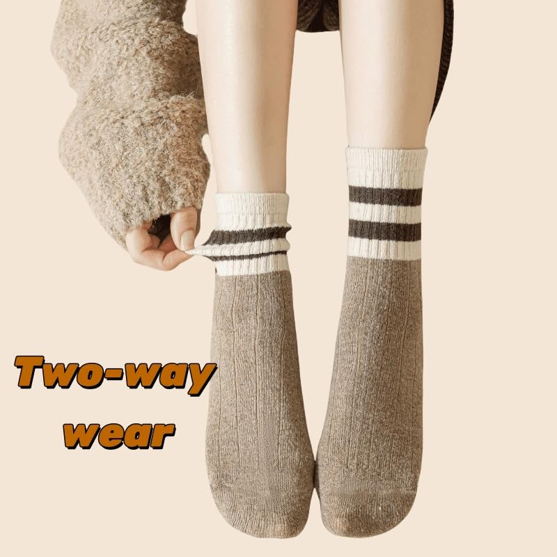 5 Pairs Classic Cotton Womens Crew Socks - FancyTwig