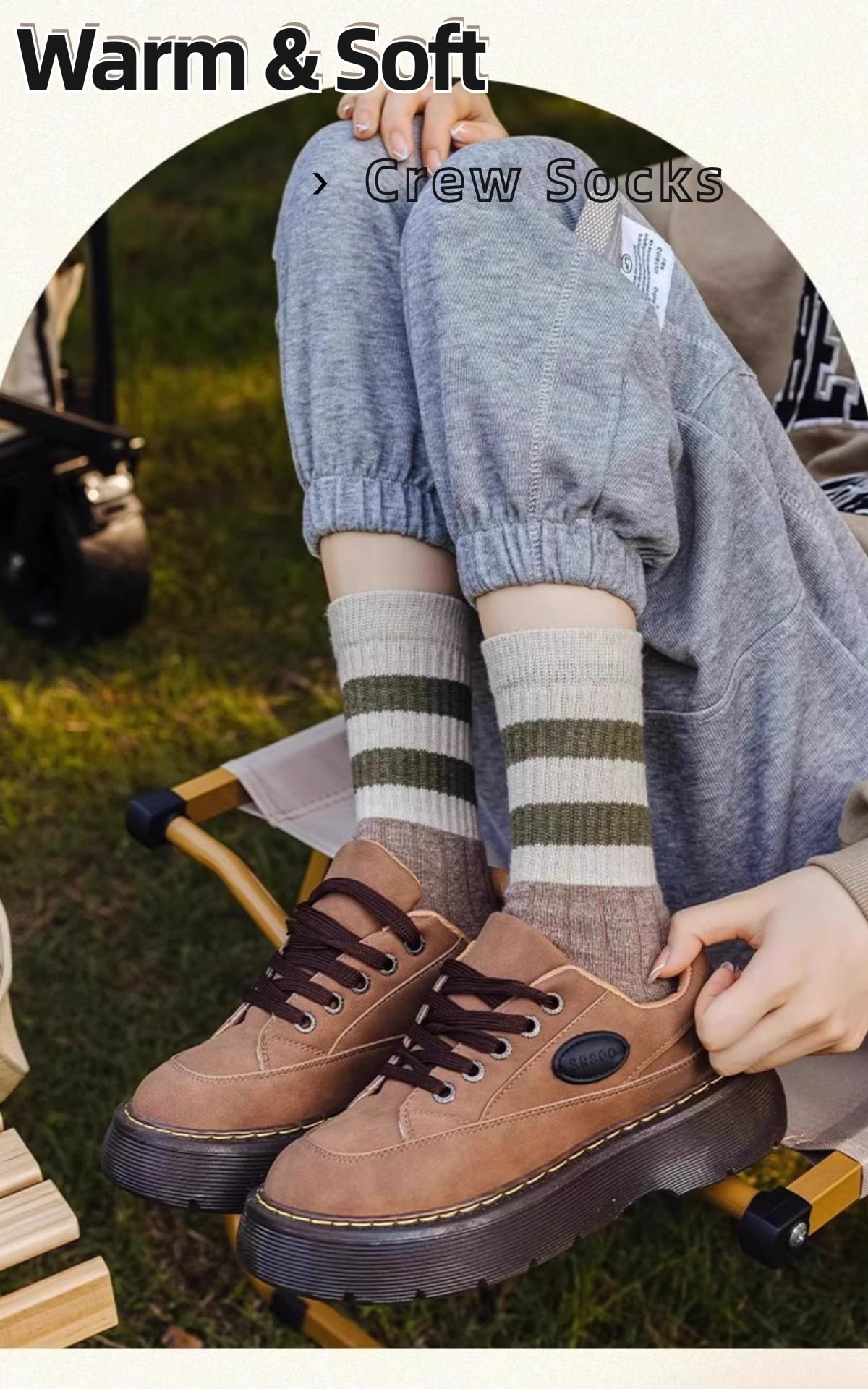 5 Pairs Classic Cotton Womens Crew Socks - FancyTwig
