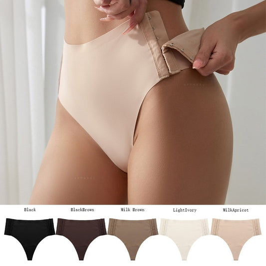 Women's Invisibles High-Waist Thong Panty ，hook and loop fastener Sports Breathable Panties-Large Size Non-marking Cotton Crotch