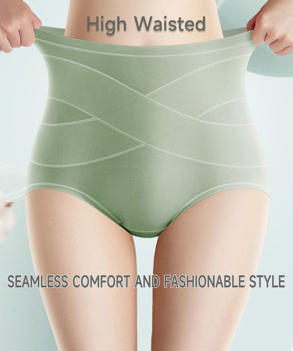 Hgh Waisted Comfort Cotton Underwear for Women 4 Pack