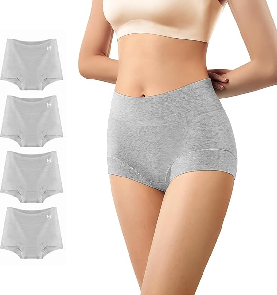 Ultimate Comfort Cotton Underwear for Women, Hgh Waisted 4 Pack