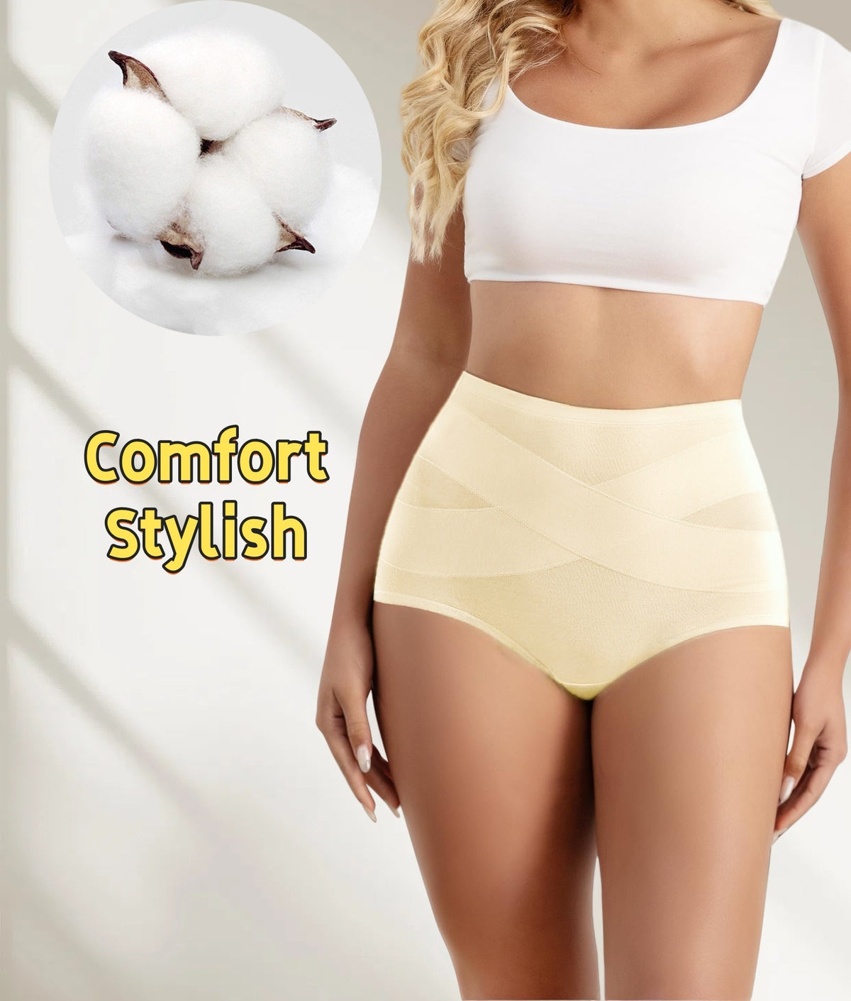 Women's High Waisted Thin Cotton Underwear 4 Pack (Nude)