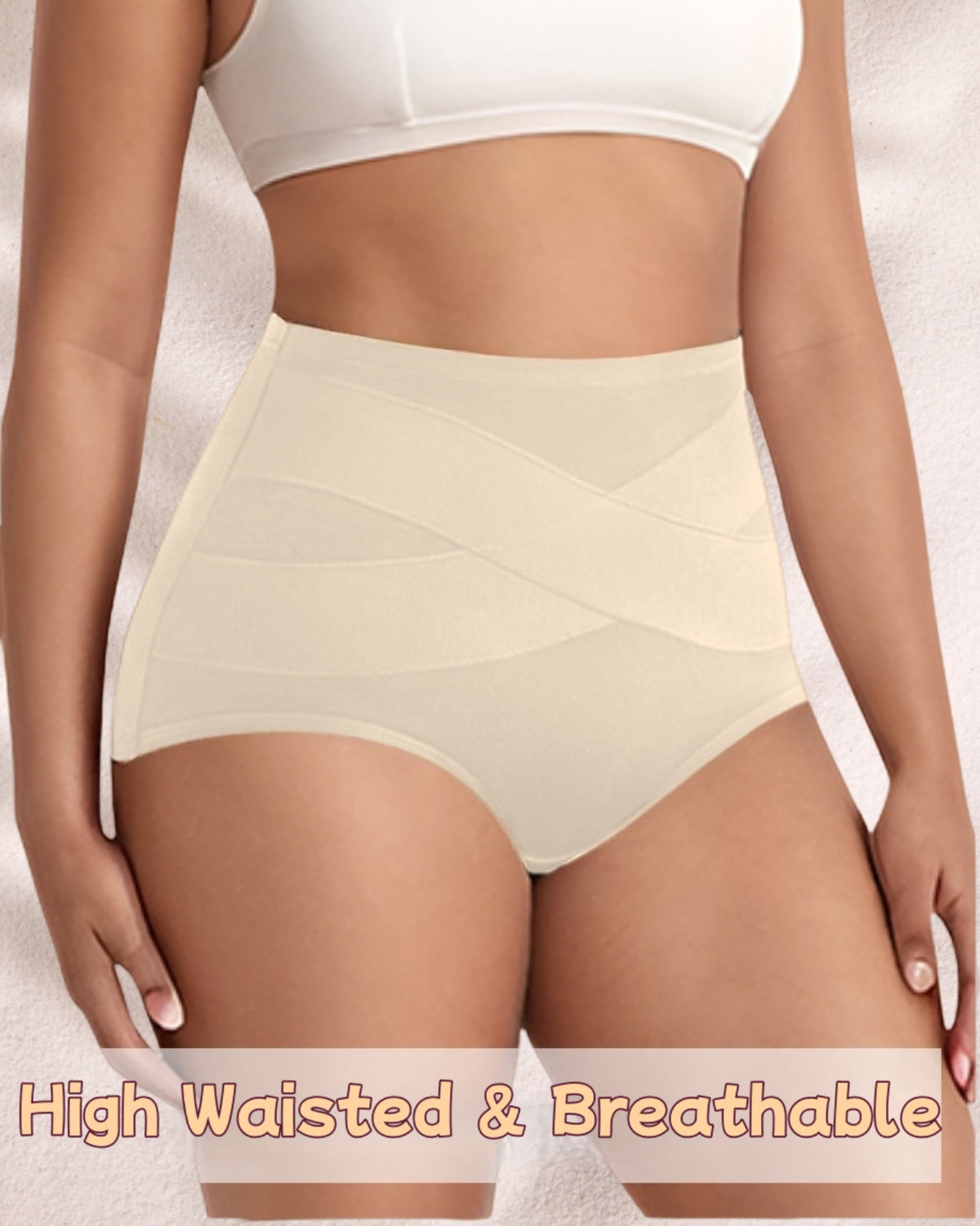 Women's High Waisted Thin Cotton Underwear 4 Pack (Nude)
