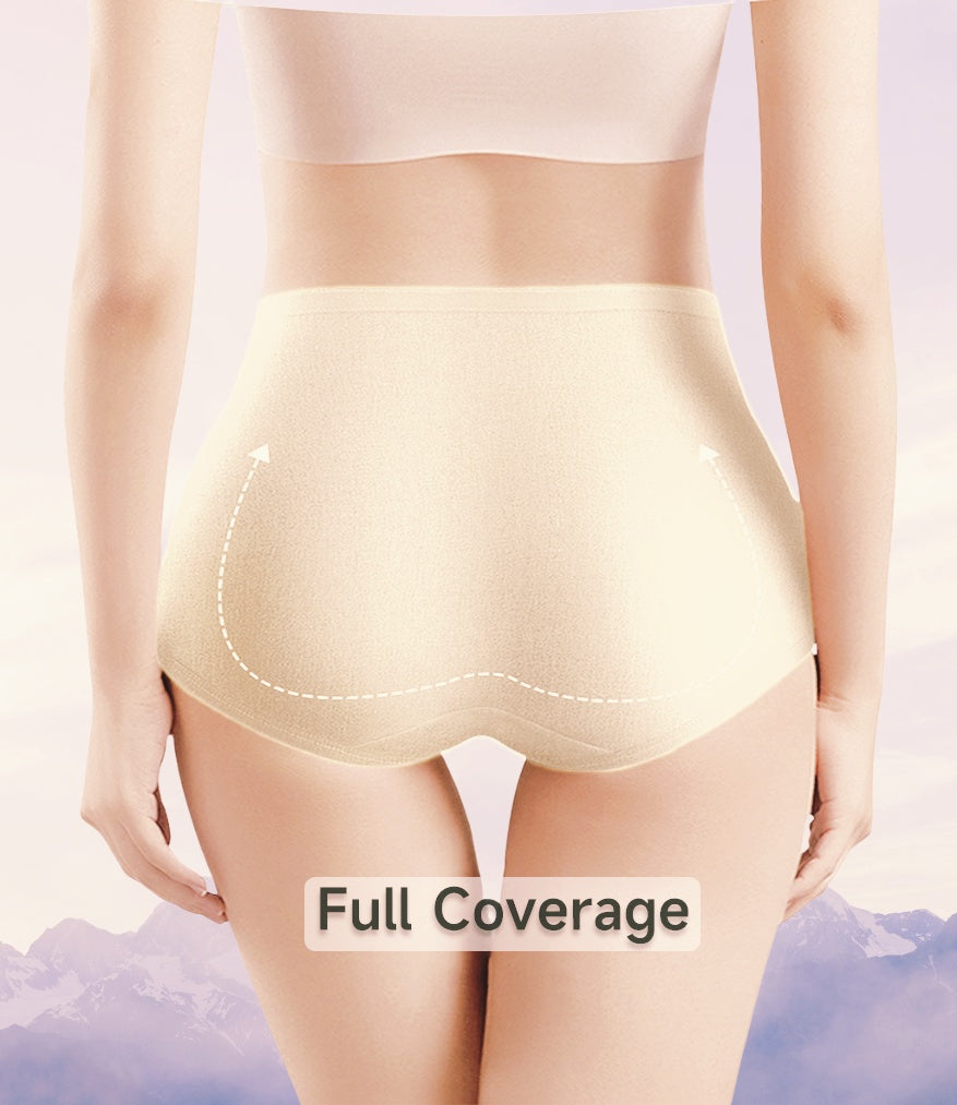 Women's High Waisted Thin Cotton Underwear 4 Pack (Nude)