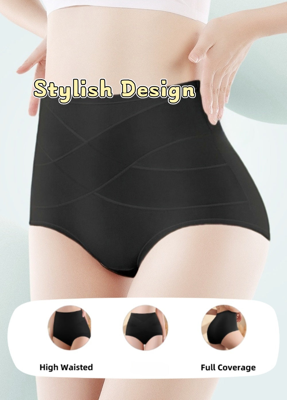 Women's High Waisted Thin Cotton Underwear  4 Pack (Black)