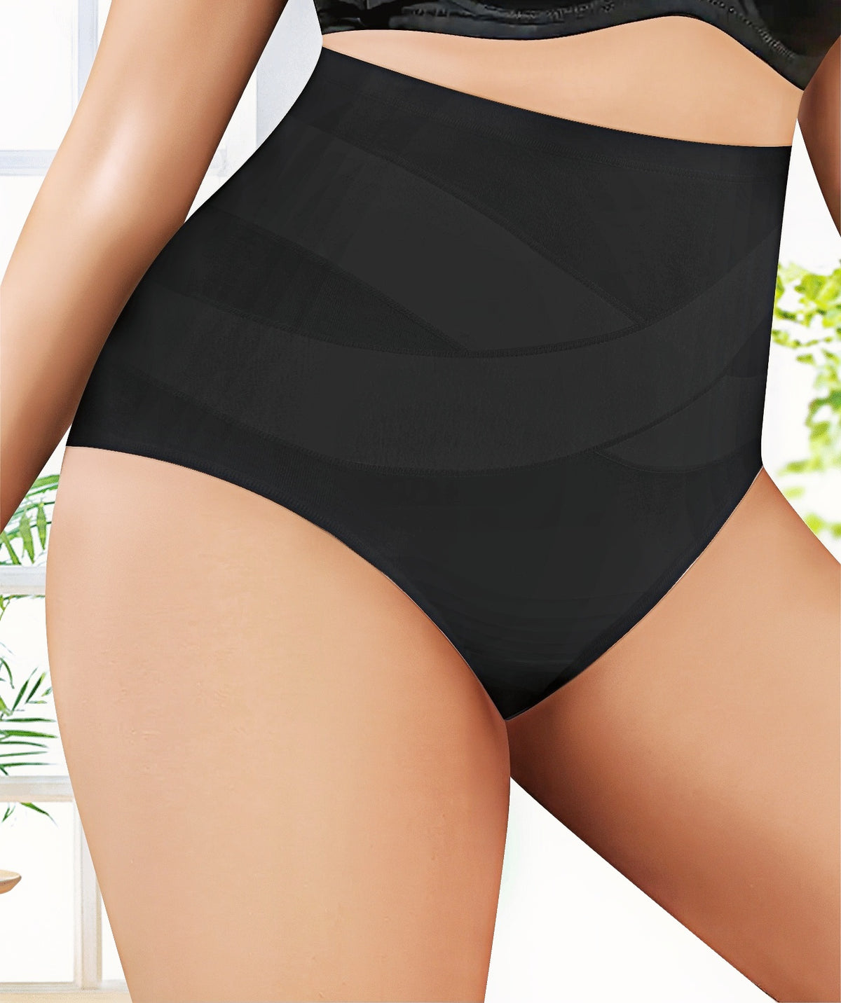 Women's High Waisted Thin Cotton Underwear  4 Pack (Black)