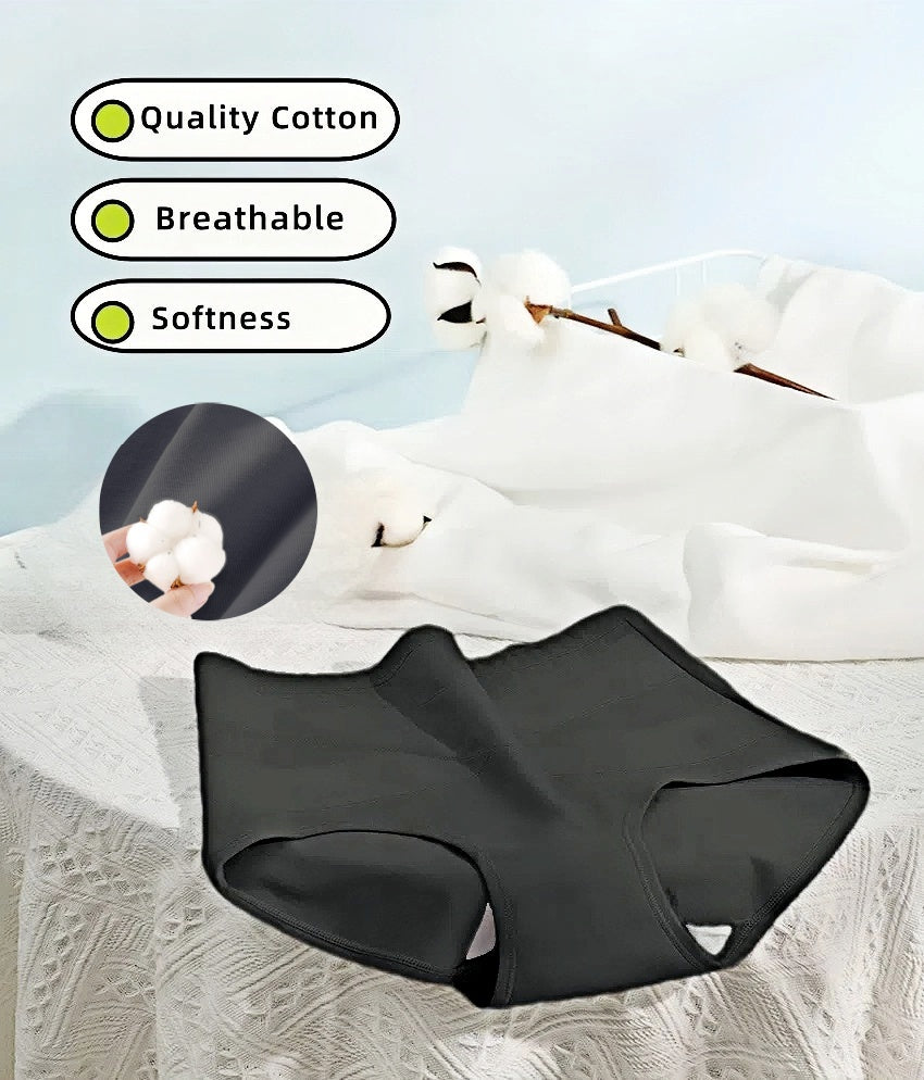 Women's High Waisted Thin Cotton Underwear  4 Pack (Black)