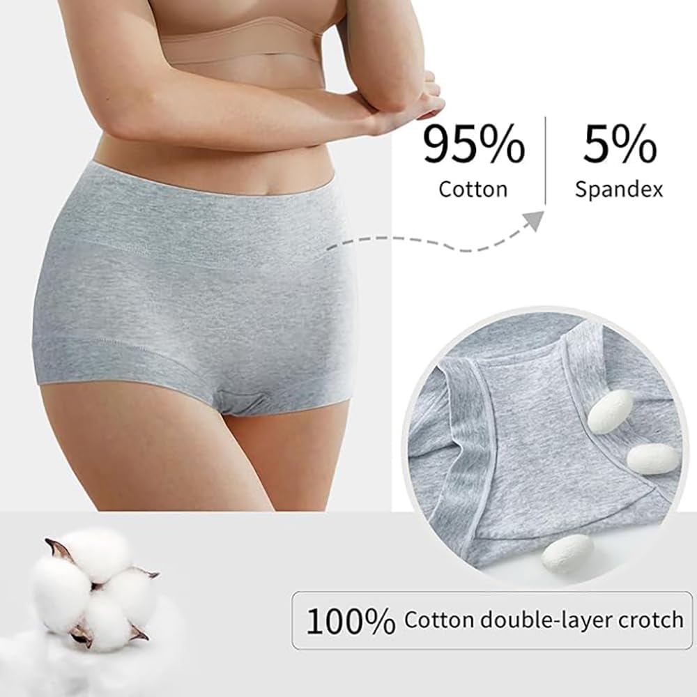 Ultimate Comfort cotton underwear for women, high waisted, Full Coverage, panties for women 4 Pack  Grey