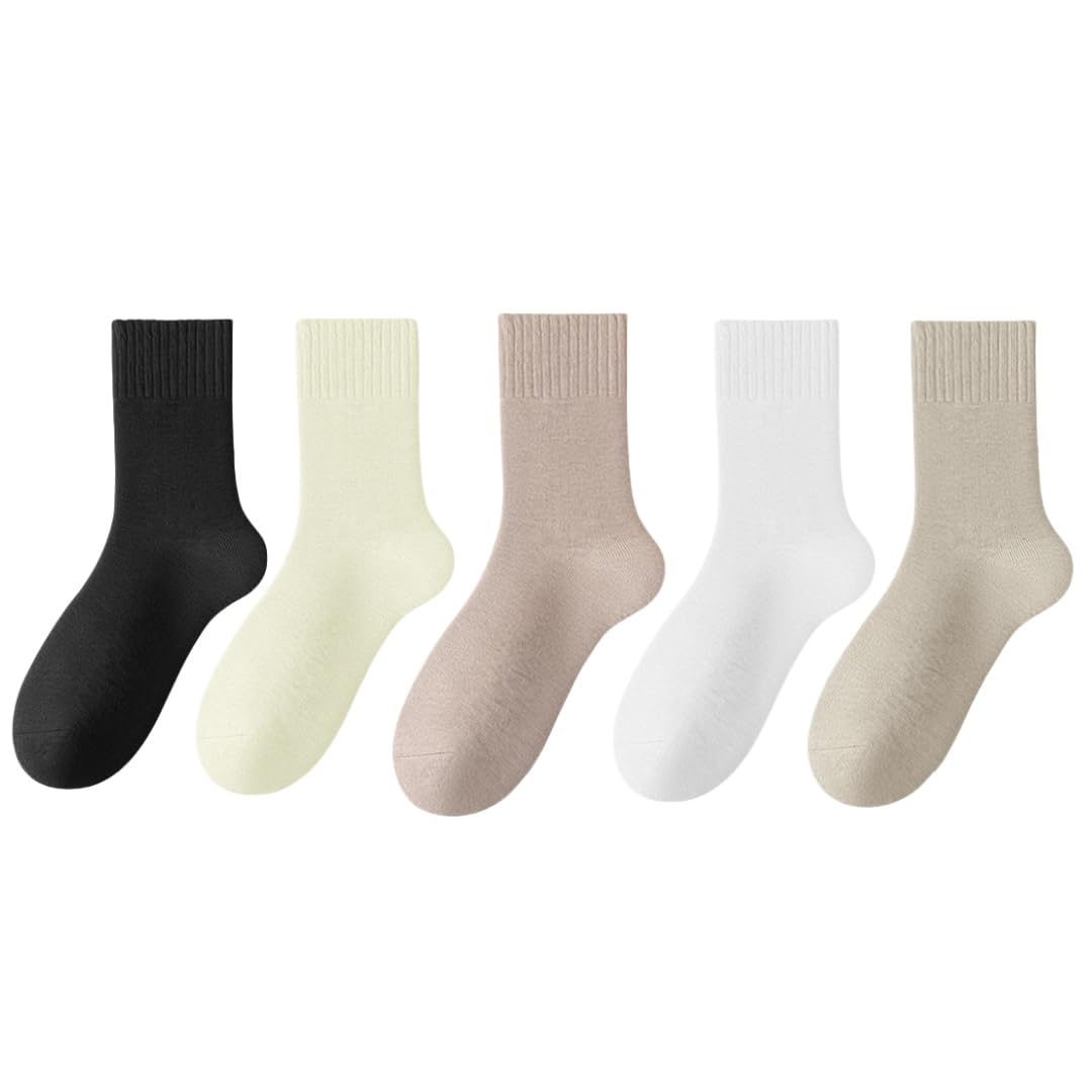 Women Warm Thick Cozy Crew Socks For Winter - Knit Warm Socks 5 Pairs - FancyTwig