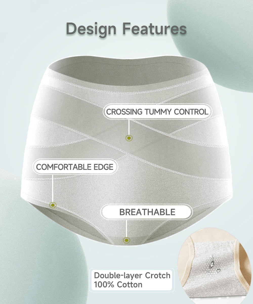 Women’s High-Waisted Thin Cotton Briefs 4-Pack (Nude, Black, Pink, Gray) - FancyTwig
