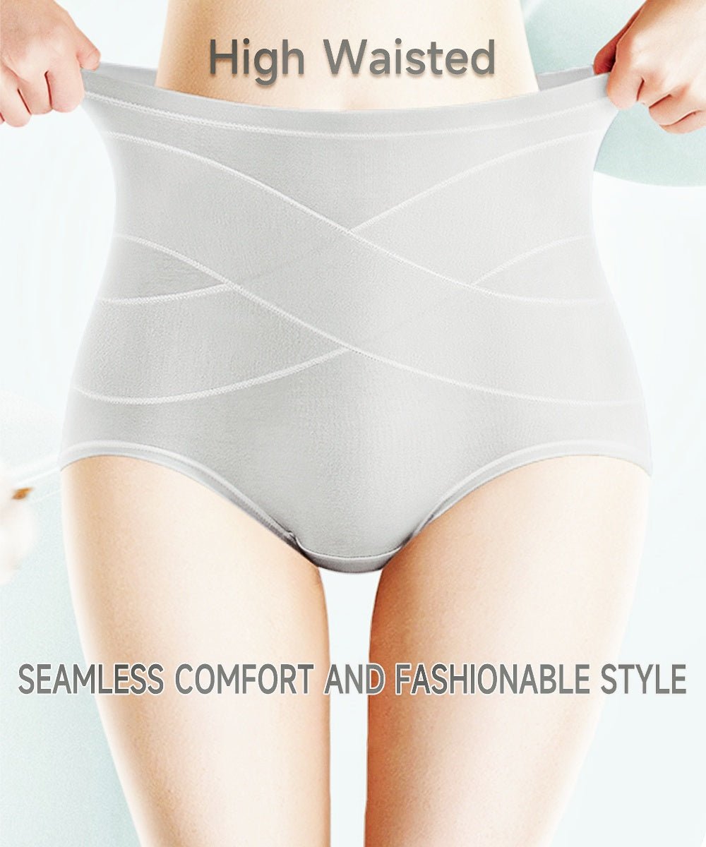 Women’s High-Waisted Thin Cotton Briefs 4-Pack (Nude, Black, Pink, Gray) - FancyTwig