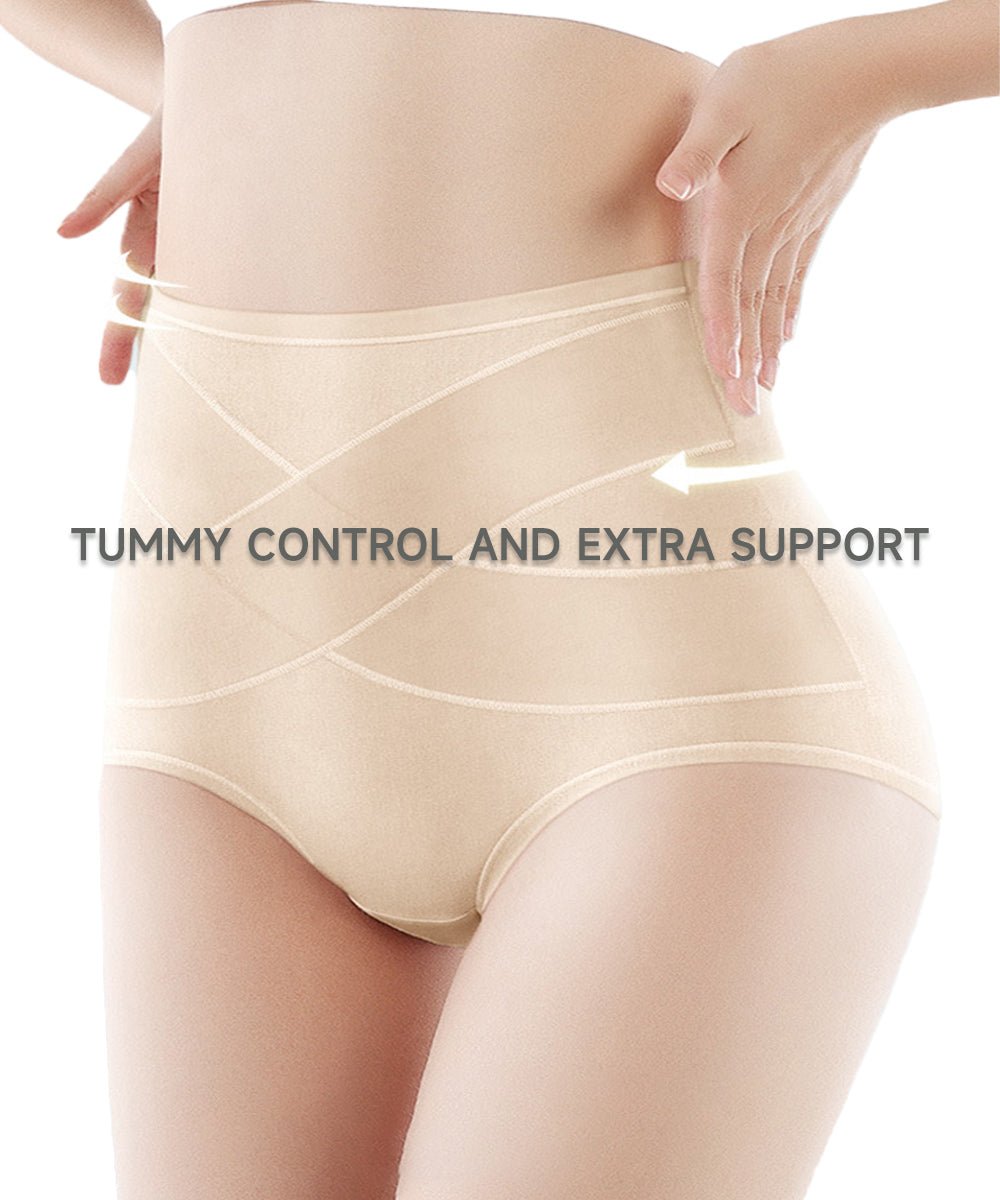 Women’s High-Waisted Thin Cotton Briefs 4-Pack (Nude, Black, Pink, Gray) - FancyTwig
