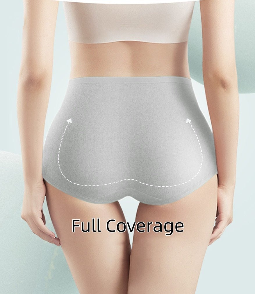 Women’s High-Waisted Thin Cotton Briefs 4-Pack (Nude, Black, Pink, Gray) - FancyTwig